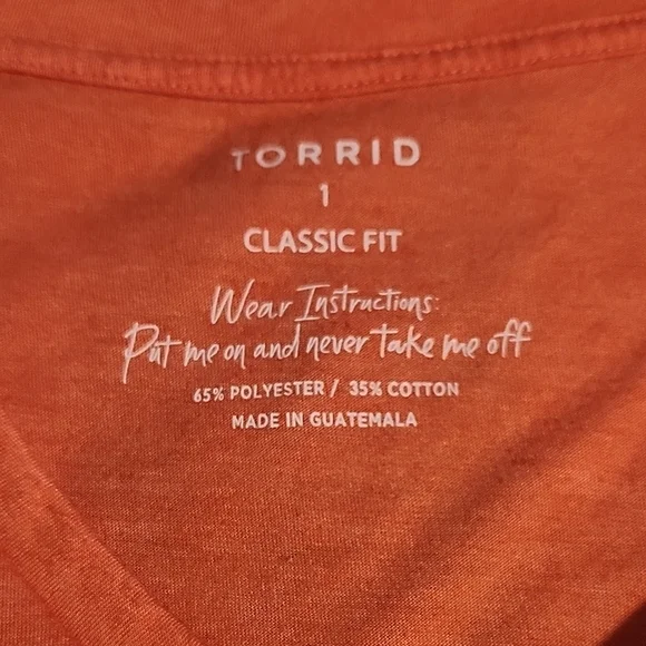 Torrid Women's Classic Fit Orange V-Neck Top - Picture 2 of 3